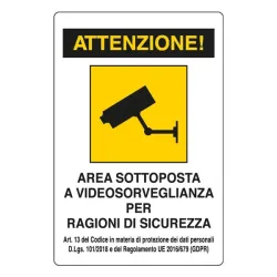 SEGNALE PVC AREA VIDEO SORVEGLIATA 30X20 [S7702900]