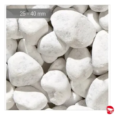 SASSO CIOTTOLO BIANCO CARRARA 25-40 MM. SACCO DA 25 KG.
